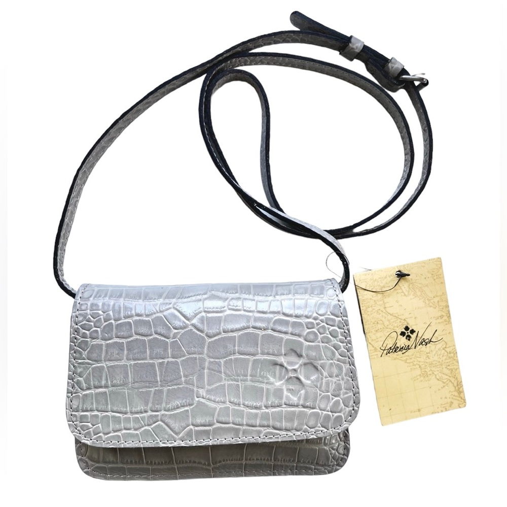 Patricia Nash Grey Stone Croc Crossbody Bag Vtg NWT